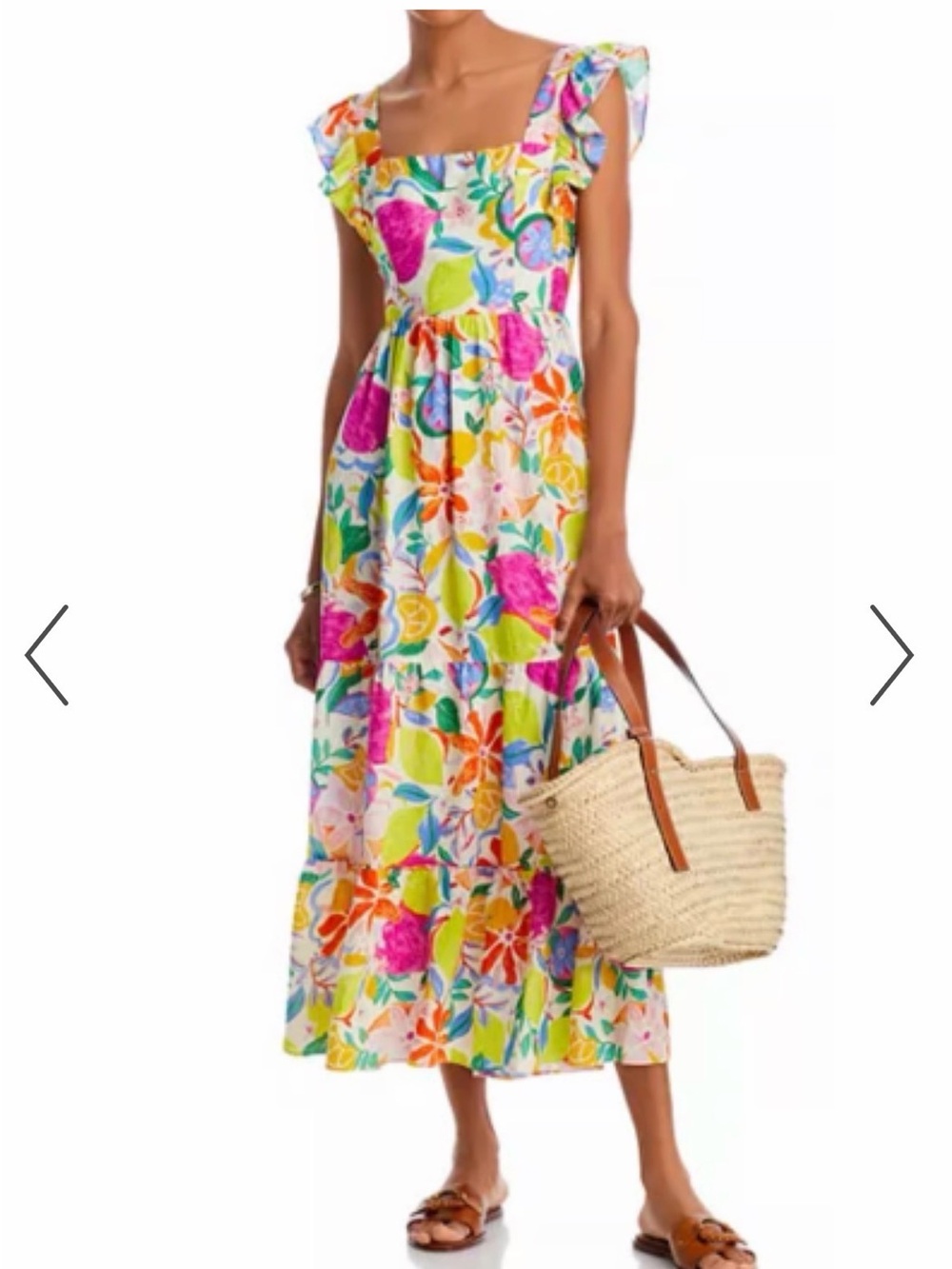Aqua Multicolor Floral Tiered Maxi Dress